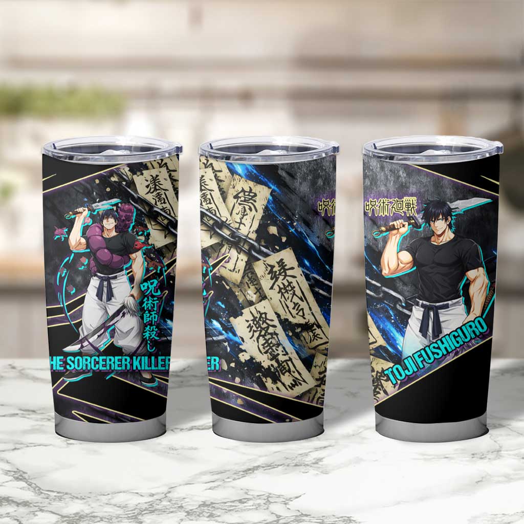Toji Fushiguro Sorcerer Killer Tumbler Cup Dark Scroll Samurai Ink Style