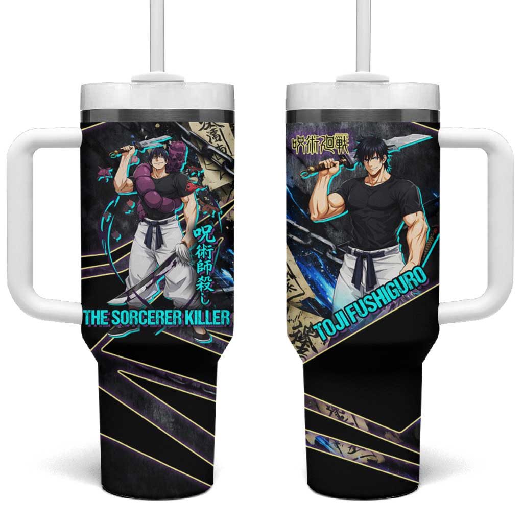 Toji Fushiguro Sorcerer Killer Tumbler With Handle Dark Scroll Samurai Ink Style