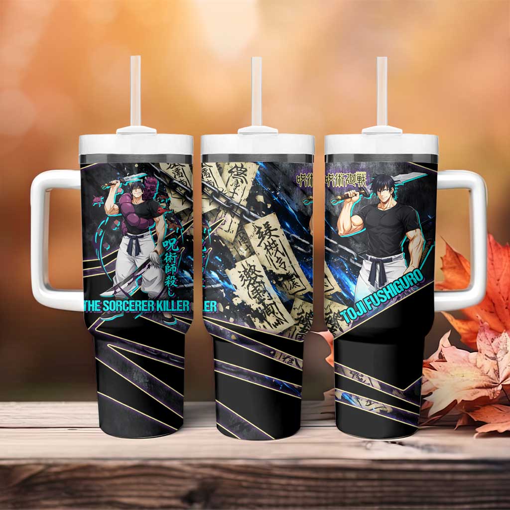 Toji Fushiguro Sorcerer Killer Tumbler With Handle Dark Scroll Samurai Ink Style