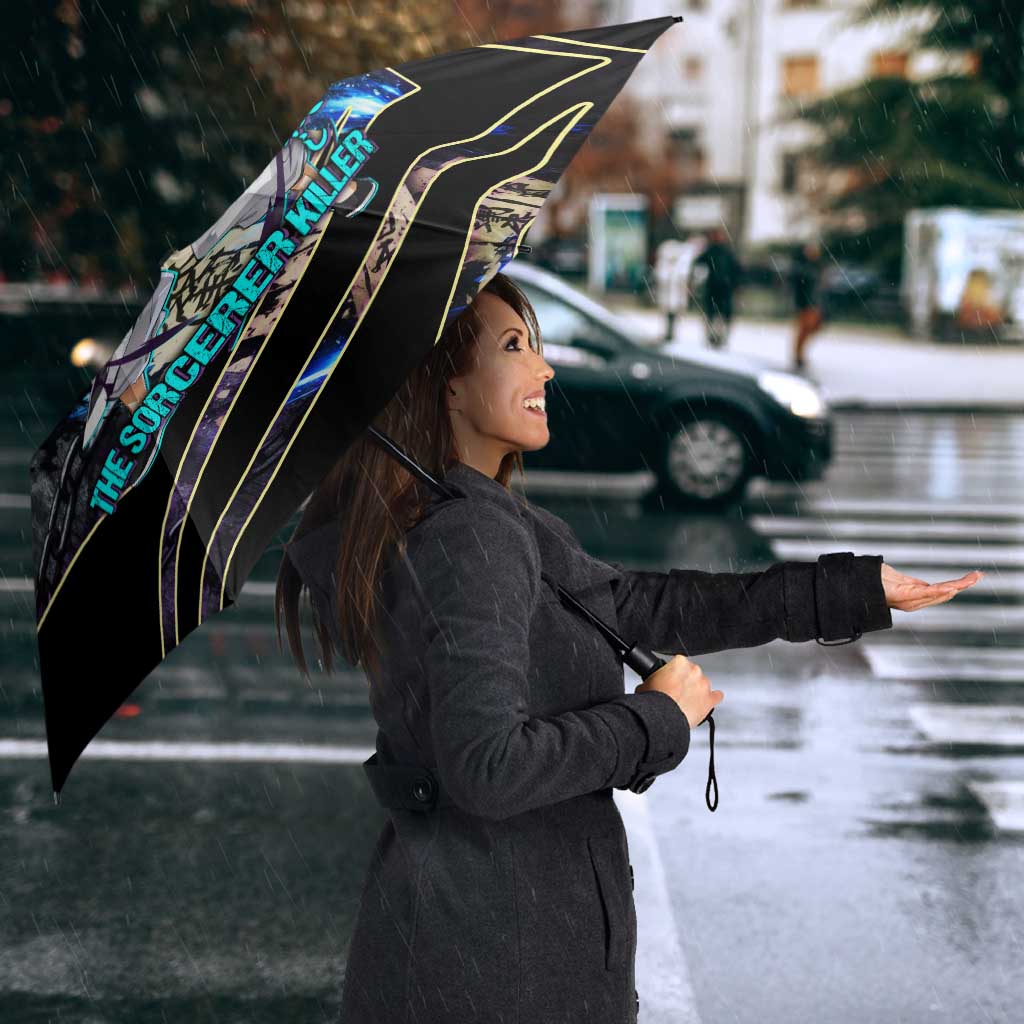 Toji Fushiguro Sorcerer Killer Umbrella Dark Scroll Samurai Ink Style