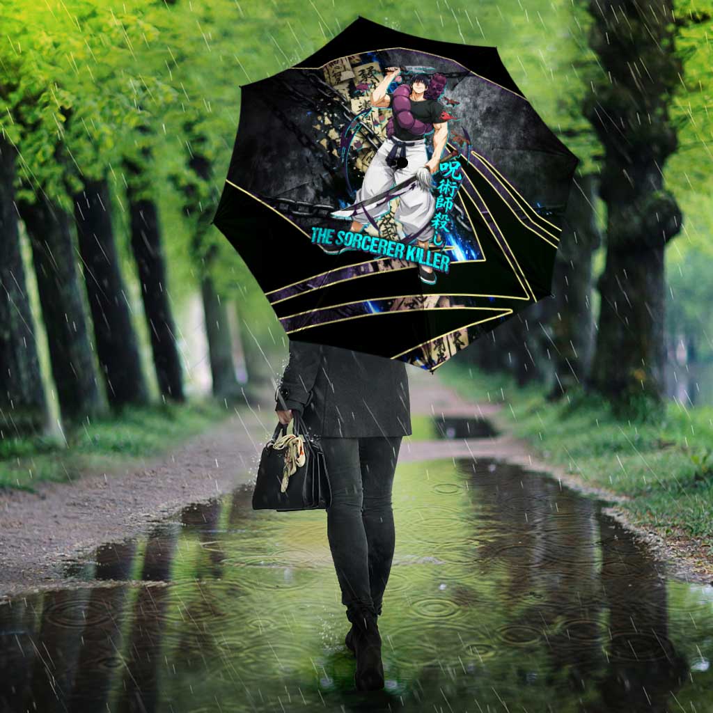 Toji Fushiguro Sorcerer Killer Umbrella Dark Scroll Samurai Ink Style