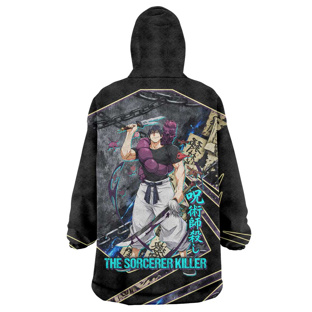 Toji Fushiguro Sorcerer Killer Wearable Blanket Hoodie Dark Scroll Samurai Ink Style