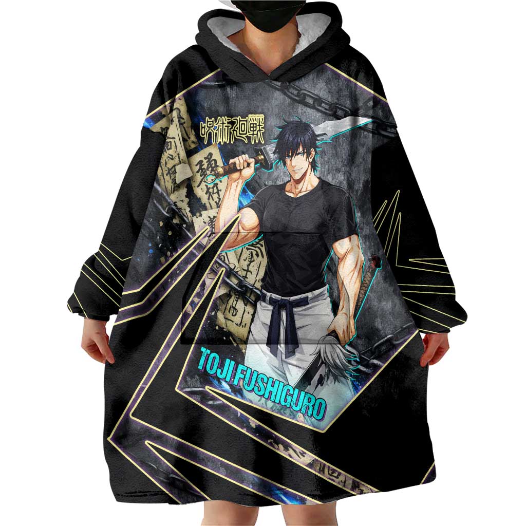 Toji Fushiguro Sorcerer Killer Wearable Blanket Hoodie Dark Scroll Samurai Ink Style