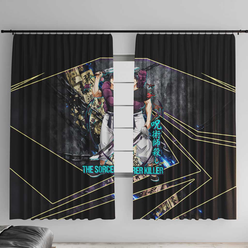Toji Fushiguro Sorcerer Killer Window Curtain Dark Scroll Samurai Ink Style