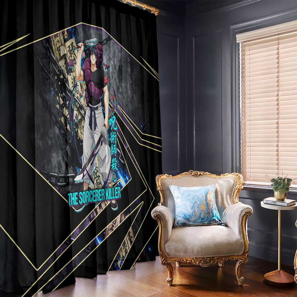 Toji Fushiguro Sorcerer Killer Window Curtain Dark Scroll Samurai Ink Style