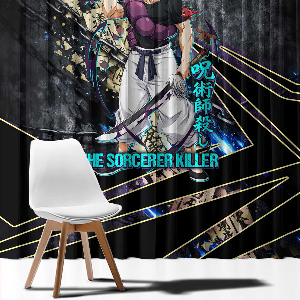 Toji Fushiguro Sorcerer Killer Window Curtain Dark Scroll Samurai Ink Style