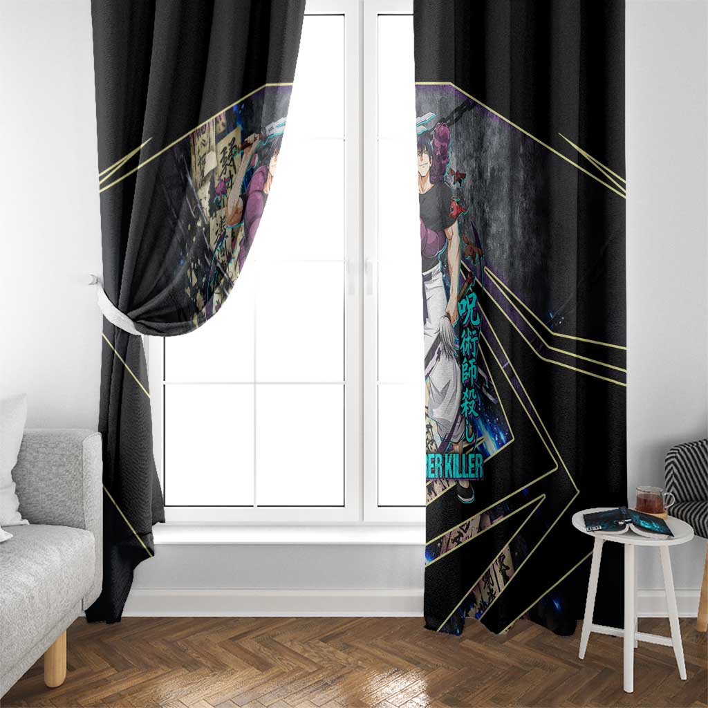 Toji Fushiguro Sorcerer Killer Window Curtain Dark Scroll Samurai Ink Style