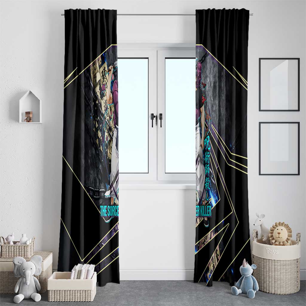 Toji Fushiguro Sorcerer Killer Window Curtain Dark Scroll Samurai Ink Style