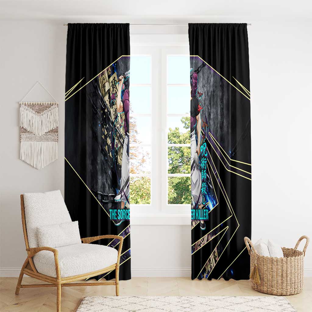 Toji Fushiguro Sorcerer Killer Window Curtain Dark Scroll Samurai Ink Style