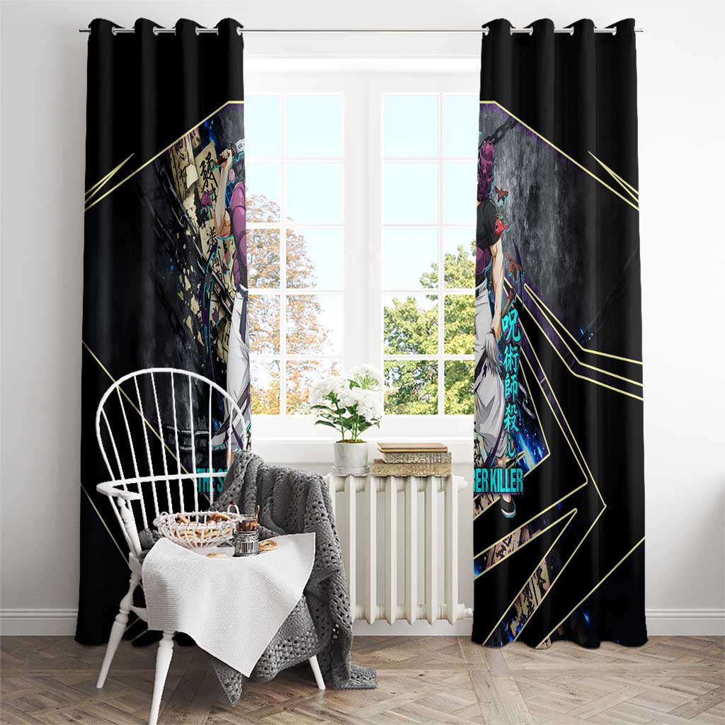Toji Fushiguro Sorcerer Killer Window Curtain Dark Scroll Samurai Ink Style