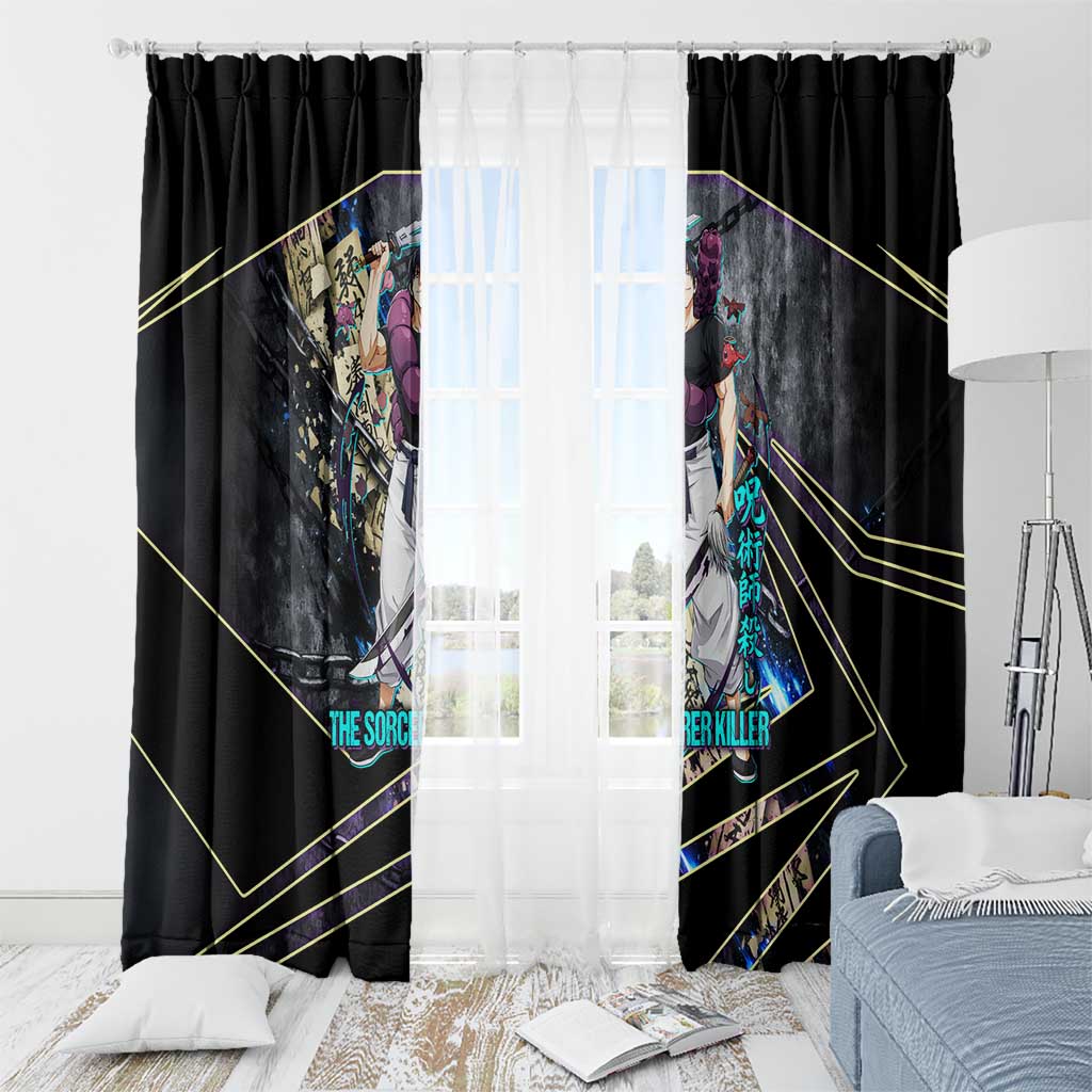 Toji Fushiguro Sorcerer Killer Window Curtain Dark Scroll Samurai Ink Style
