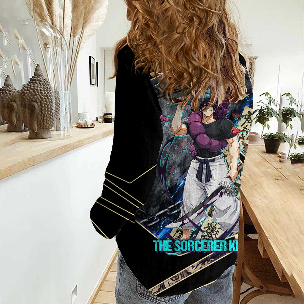 Toji Fushiguro Sorcerer Killer Women Casual Shirt Dark Scroll Samurai Ink Style