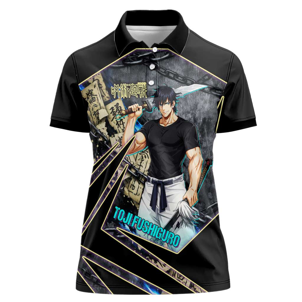 Toji Fushiguro Sorcerer Killer Women Polo Shirt Dark Scroll Samurai Ink Style