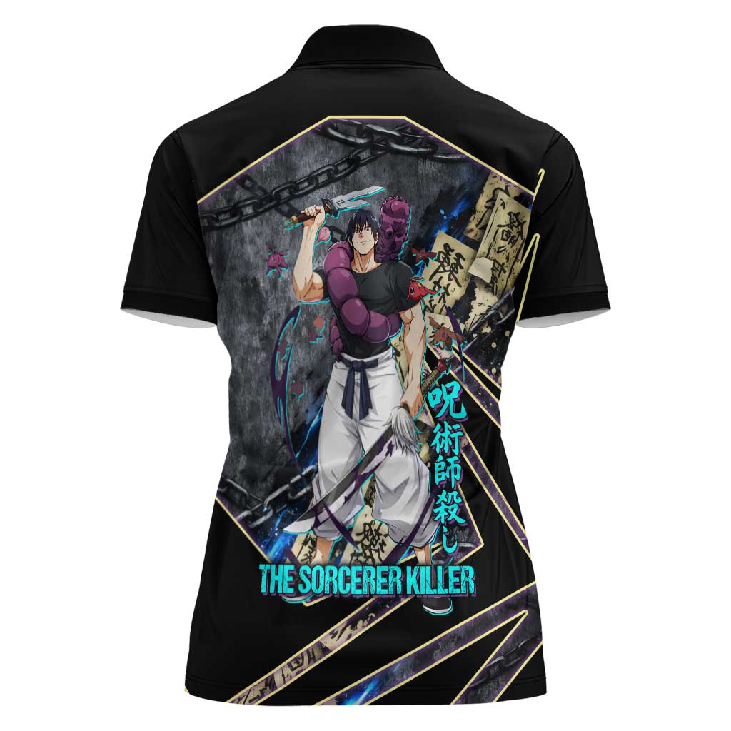 Toji Fushiguro Sorcerer Killer Women Polo Shirt Dark Scroll Samurai Ink Style