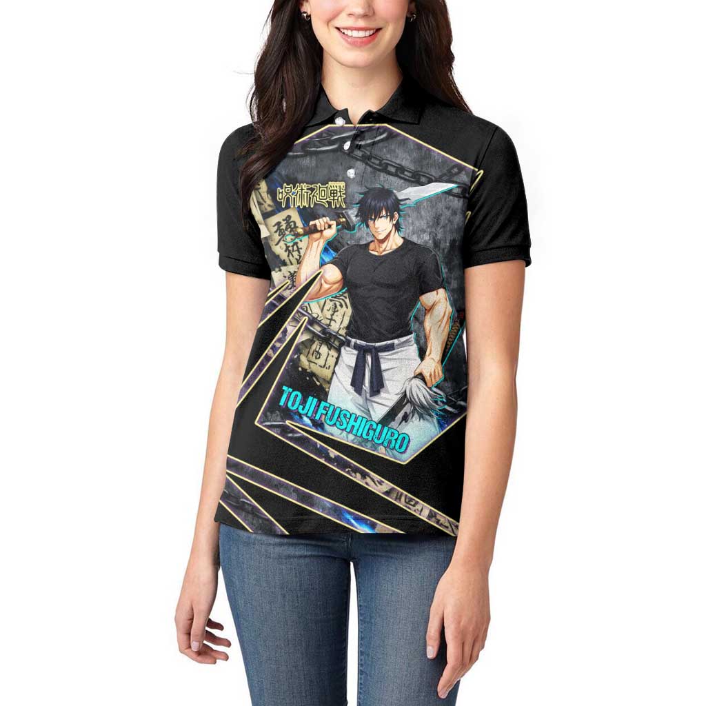 Toji Fushiguro Sorcerer Killer Women Polo Shirt Dark Scroll Samurai Ink Style