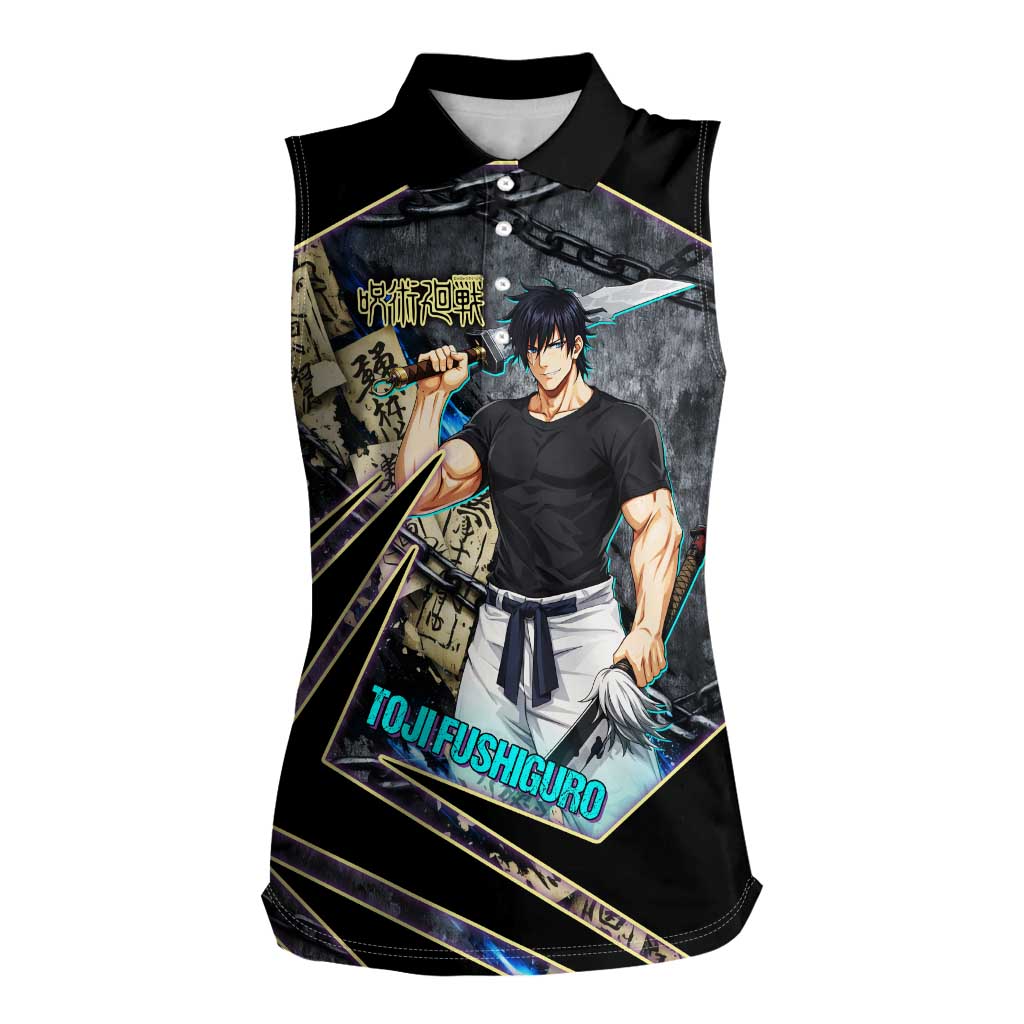 Toji Fushiguro Sorcerer Killer Women Sleeveless Polo Shirt Dark Scroll Samurai Ink Style