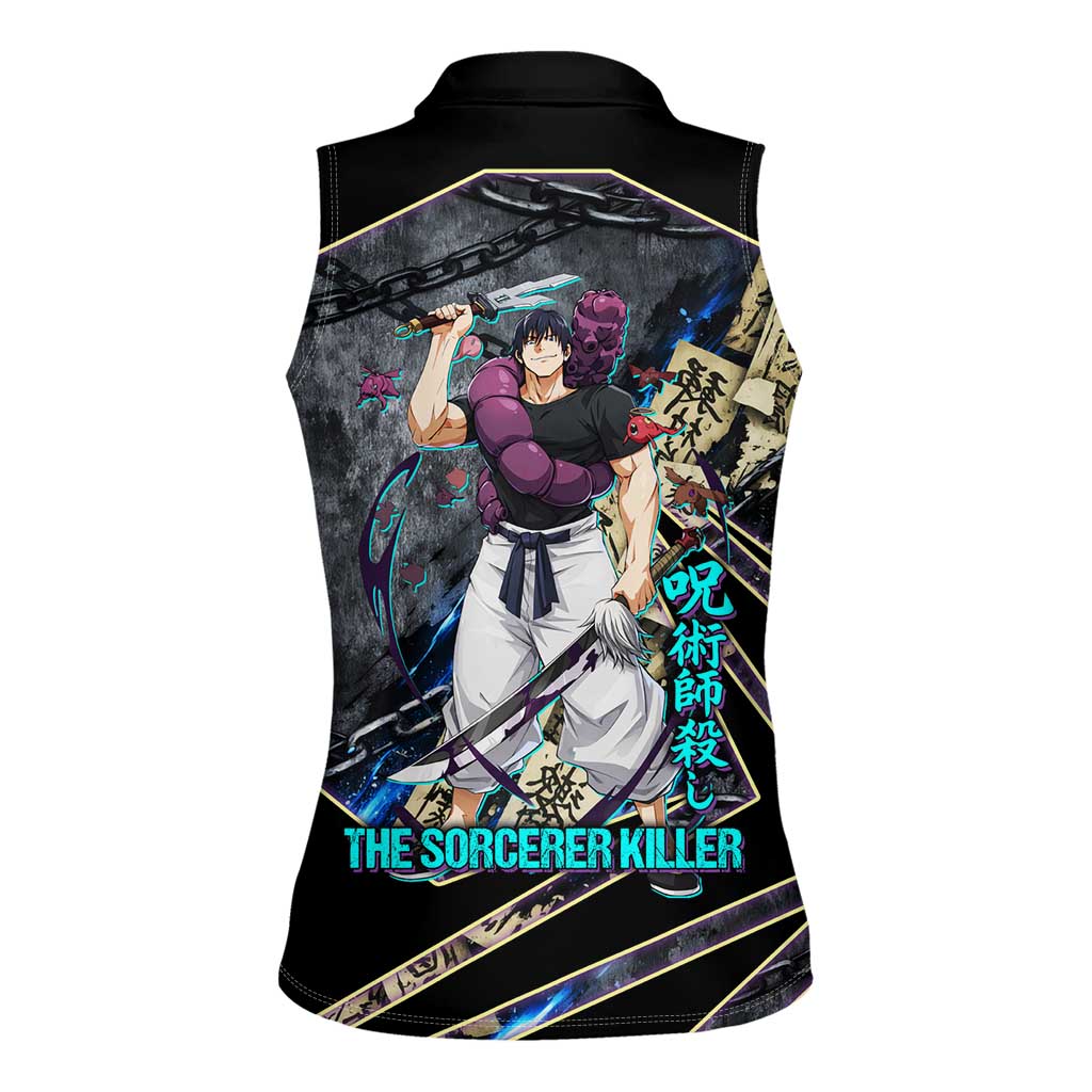 Toji Fushiguro Sorcerer Killer Women Sleeveless Polo Shirt Dark Scroll Samurai Ink Style