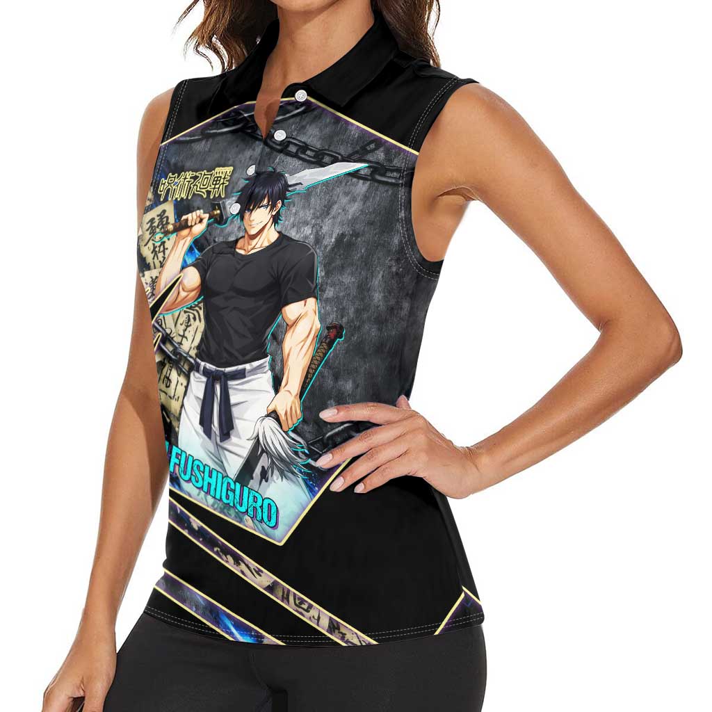 Toji Fushiguro Sorcerer Killer Women Sleeveless Polo Shirt Dark Scroll Samurai Ink Style