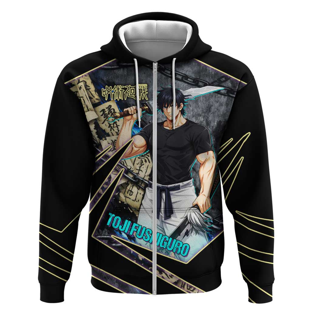 Toji Fushiguro Sorcerer Killer Zip Hoodie Dark Scroll Samurai Ink Style