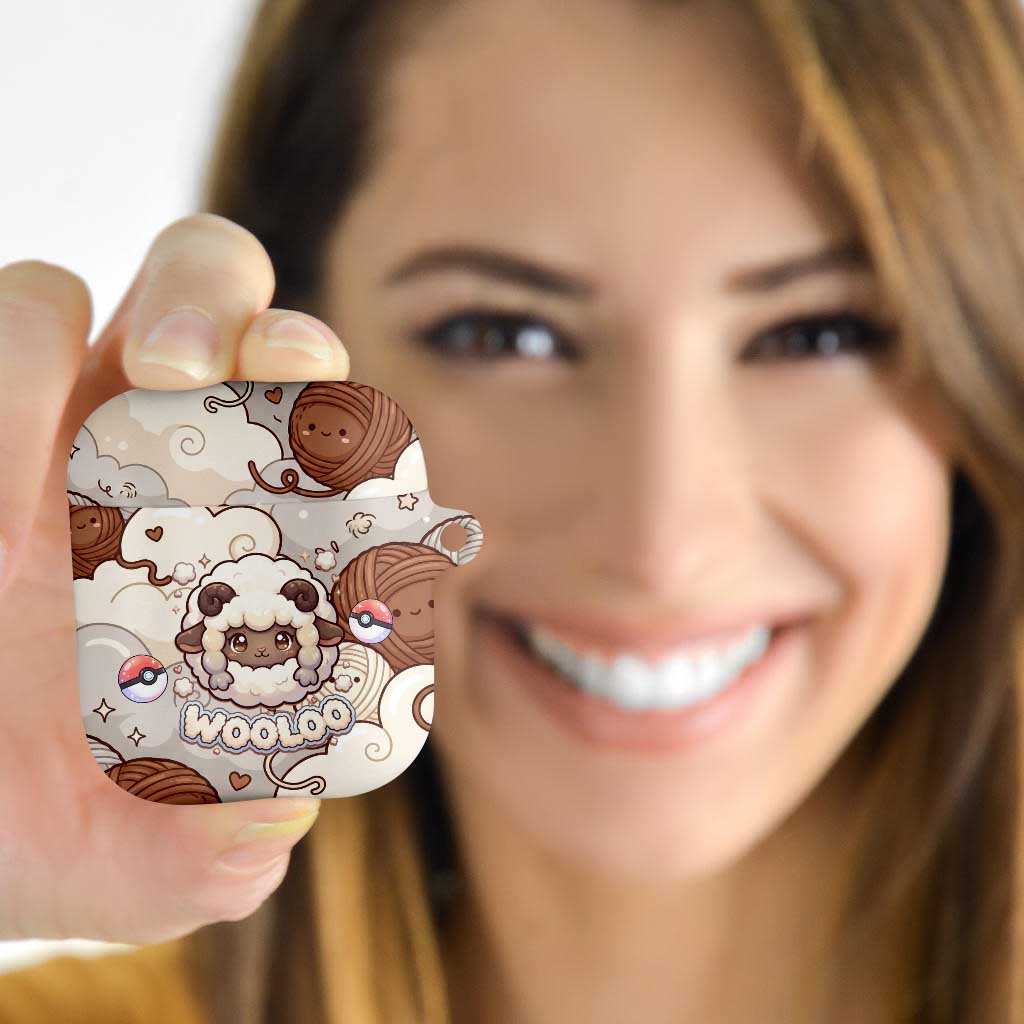 Wooloo Poké Kawaii Art AirPods Case Cute Wooloo & Yarn Ball Pattern - Cozy Vibes