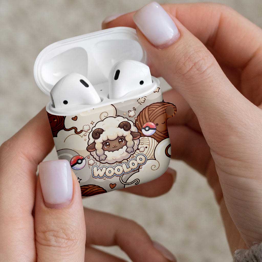 Wooloo Poké Kawaii Art AirPods Case Cute Wooloo & Yarn Ball Pattern - Cozy Vibes
