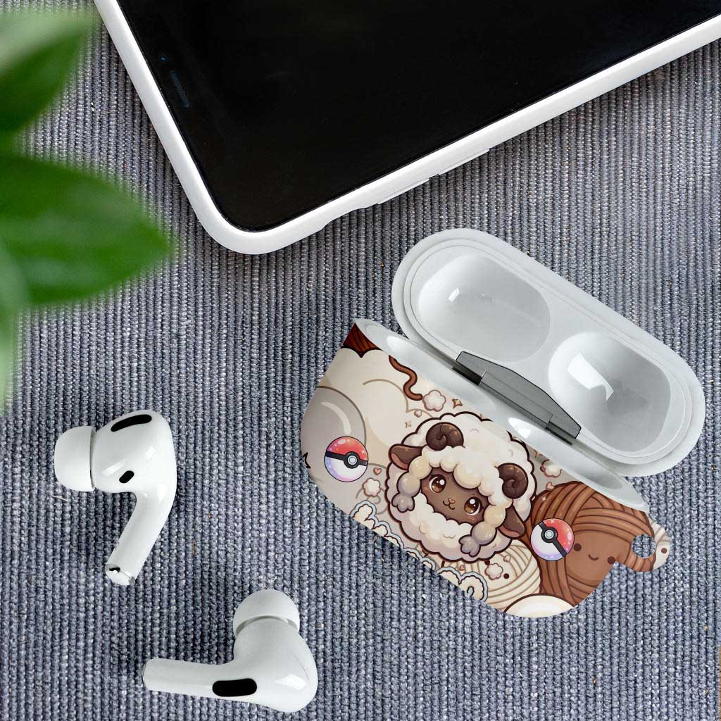 Wooloo Poké Kawaii Art AirPods Case Cute Wooloo & Yarn Ball Pattern - Cozy Vibes