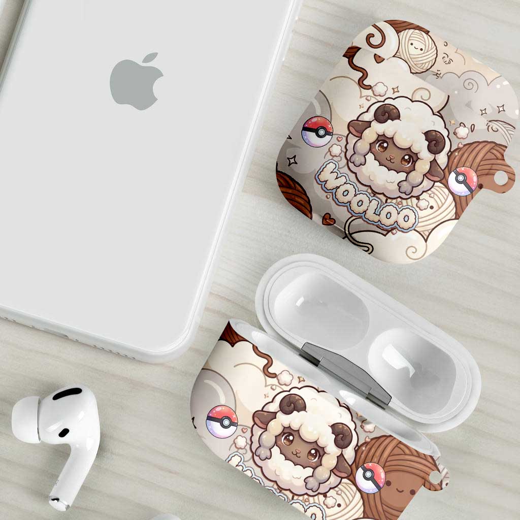 Wooloo Poké Kawaii Art AirPods Case Cute Wooloo & Yarn Ball Pattern - Cozy Vibes