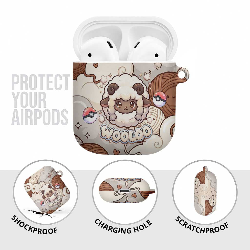 Wooloo Poké Kawaii Art AirPods Case Cute Wooloo & Yarn Ball Pattern - Cozy Vibes