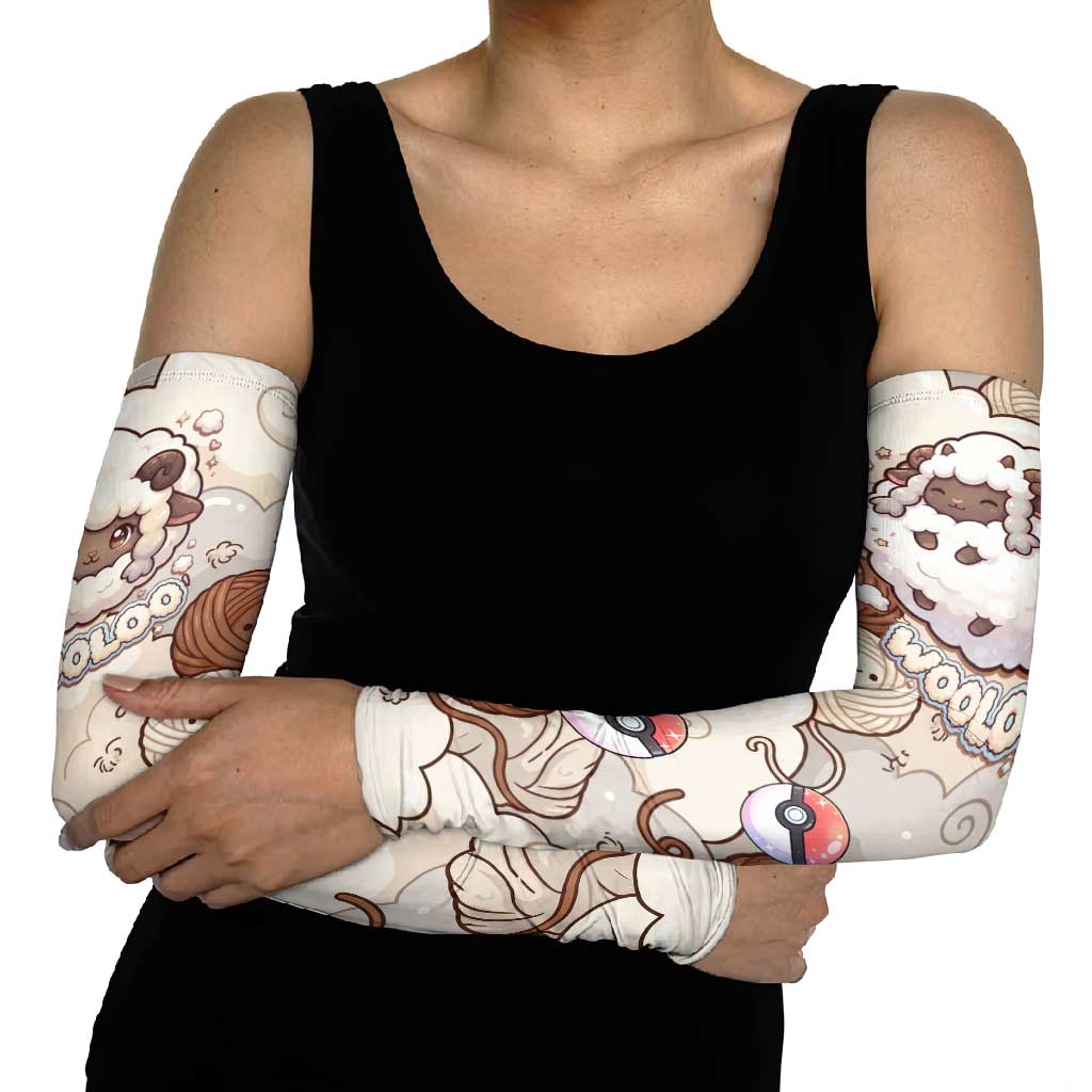 Wooloo Poké Kawaii Art Arm Sleeves Cute Wooloo & Yarn Ball Pattern - Cozy Vibes