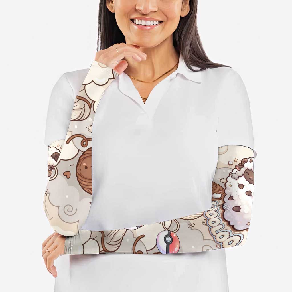 Wooloo Poké Kawaii Art Arm Sleeves Cute Wooloo & Yarn Ball Pattern - Cozy Vibes