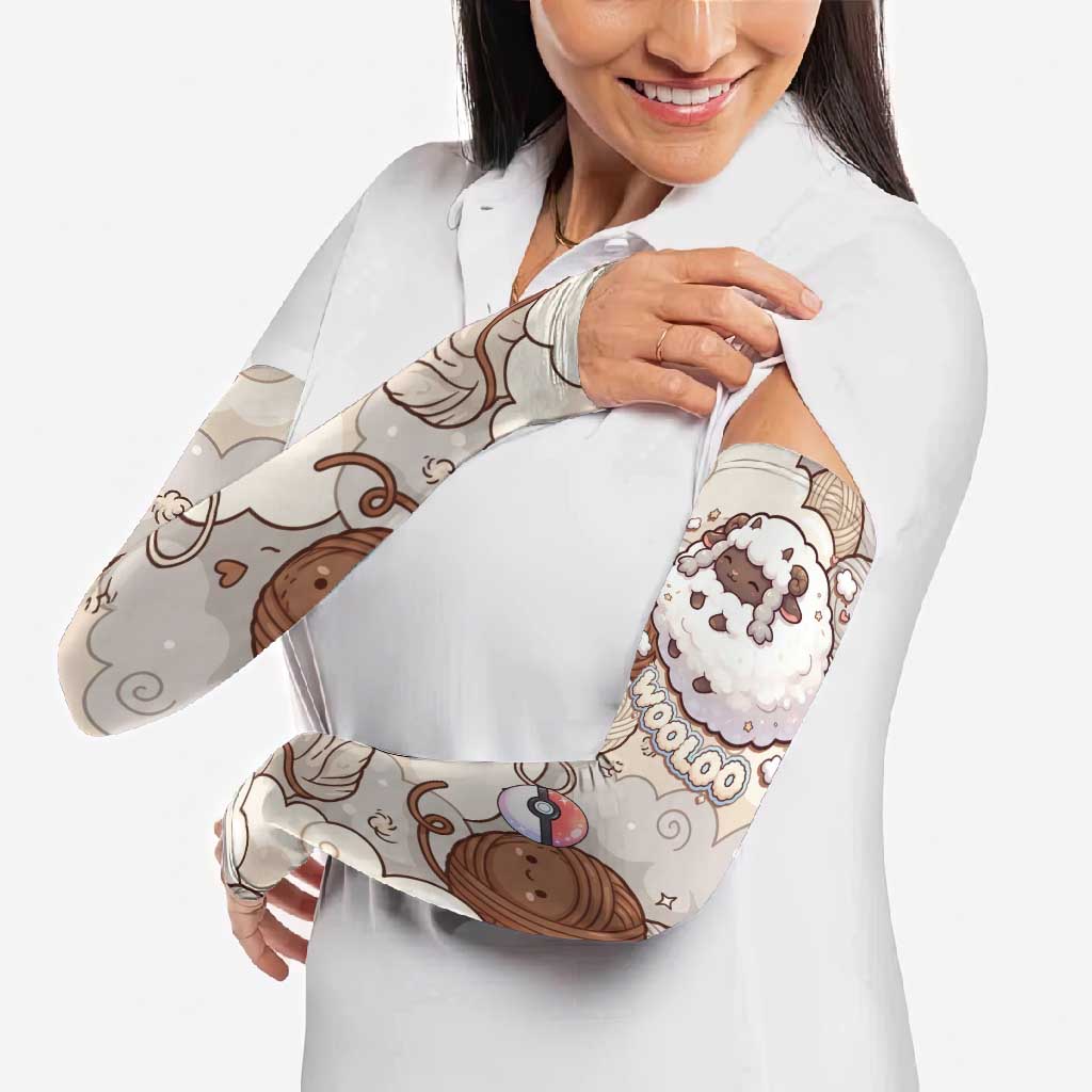 Wooloo Poké Kawaii Art Arm Sleeves Cute Wooloo & Yarn Ball Pattern - Cozy Vibes