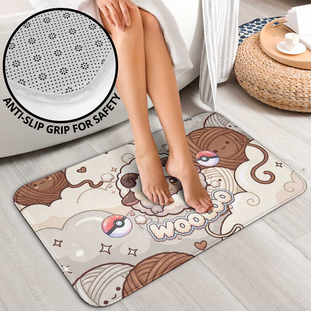 Wooloo Poké Kawaii Art Bathroom Set Cute Wooloo & Yarn Ball Pattern - Cozy Vibes