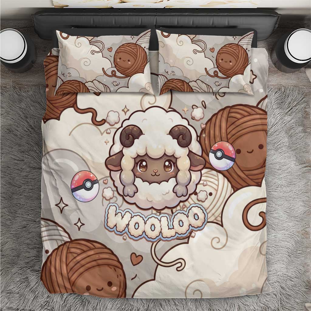 Wooloo Poké Kawaii Art Bedding Set Cute Wooloo & Yarn Ball Pattern - Cozy Vibes
