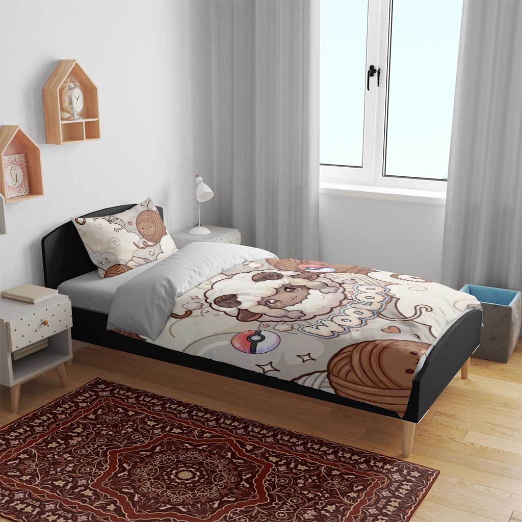 Wooloo Poké Kawaii Art Bedding Set Cute Wooloo & Yarn Ball Pattern - Cozy Vibes