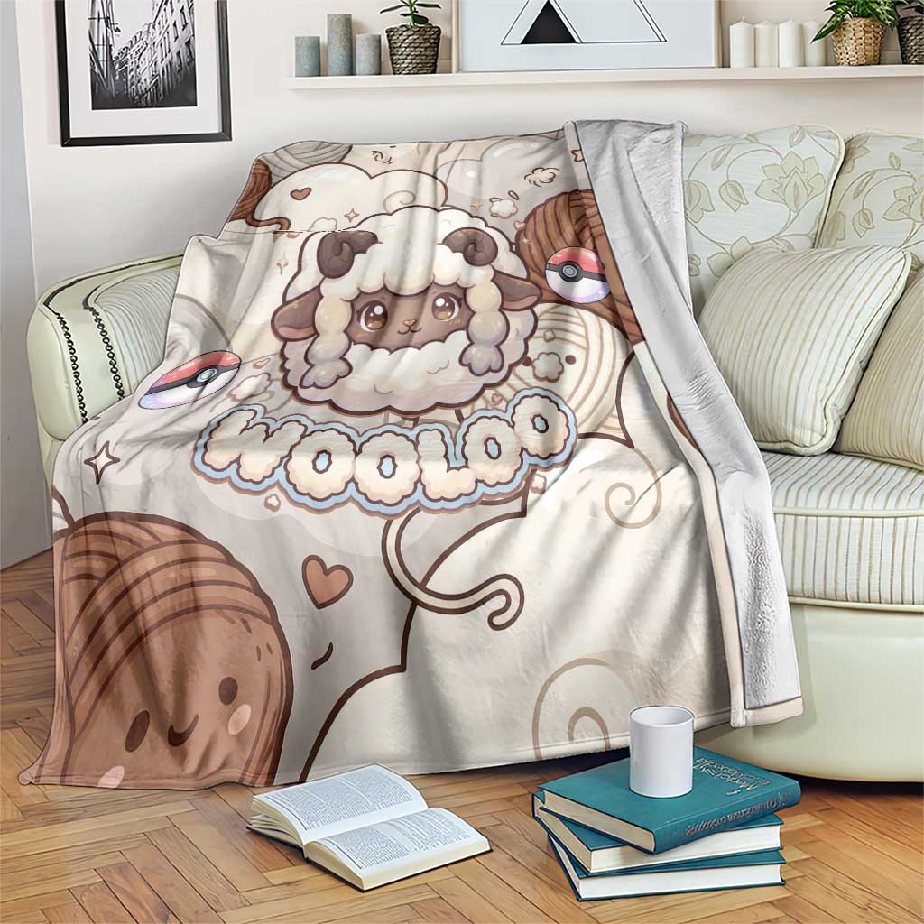 Wooloo Poké Kawaii Art Blanket Cute Wooloo & Yarn Ball Pattern - Cozy Vibes