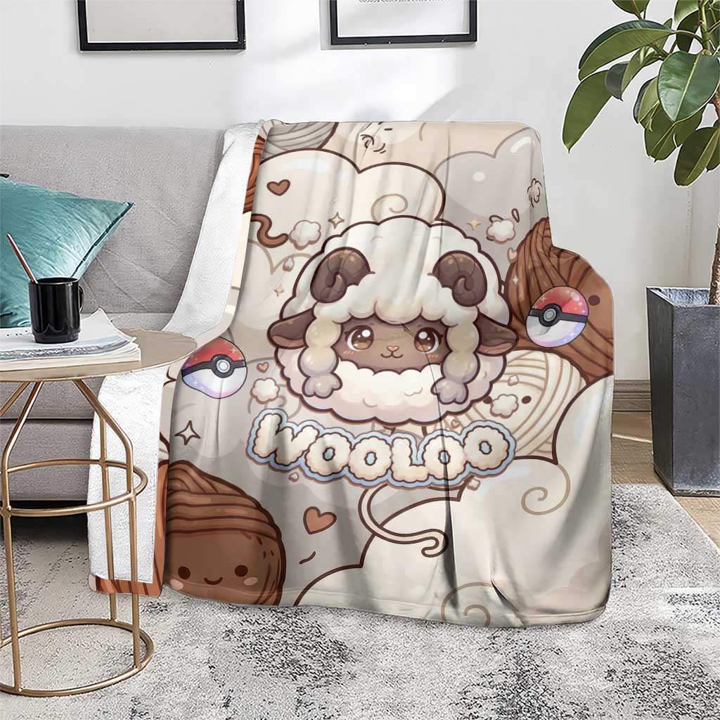 Wooloo Poké Kawaii Art Blanket Cute Wooloo & Yarn Ball Pattern - Cozy Vibes