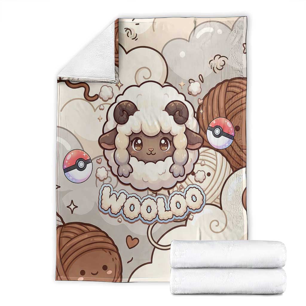 Wooloo Poké Kawaii Art Blanket Cute Wooloo & Yarn Ball Pattern - Cozy Vibes