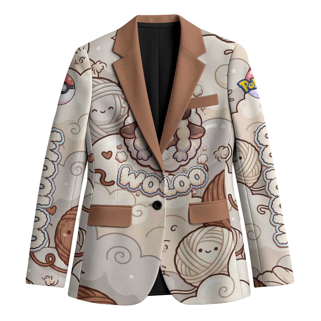 Wooloo Poké Kawaii Art Blazer Cute Wooloo & Yarn Ball Pattern - Cozy Vibes