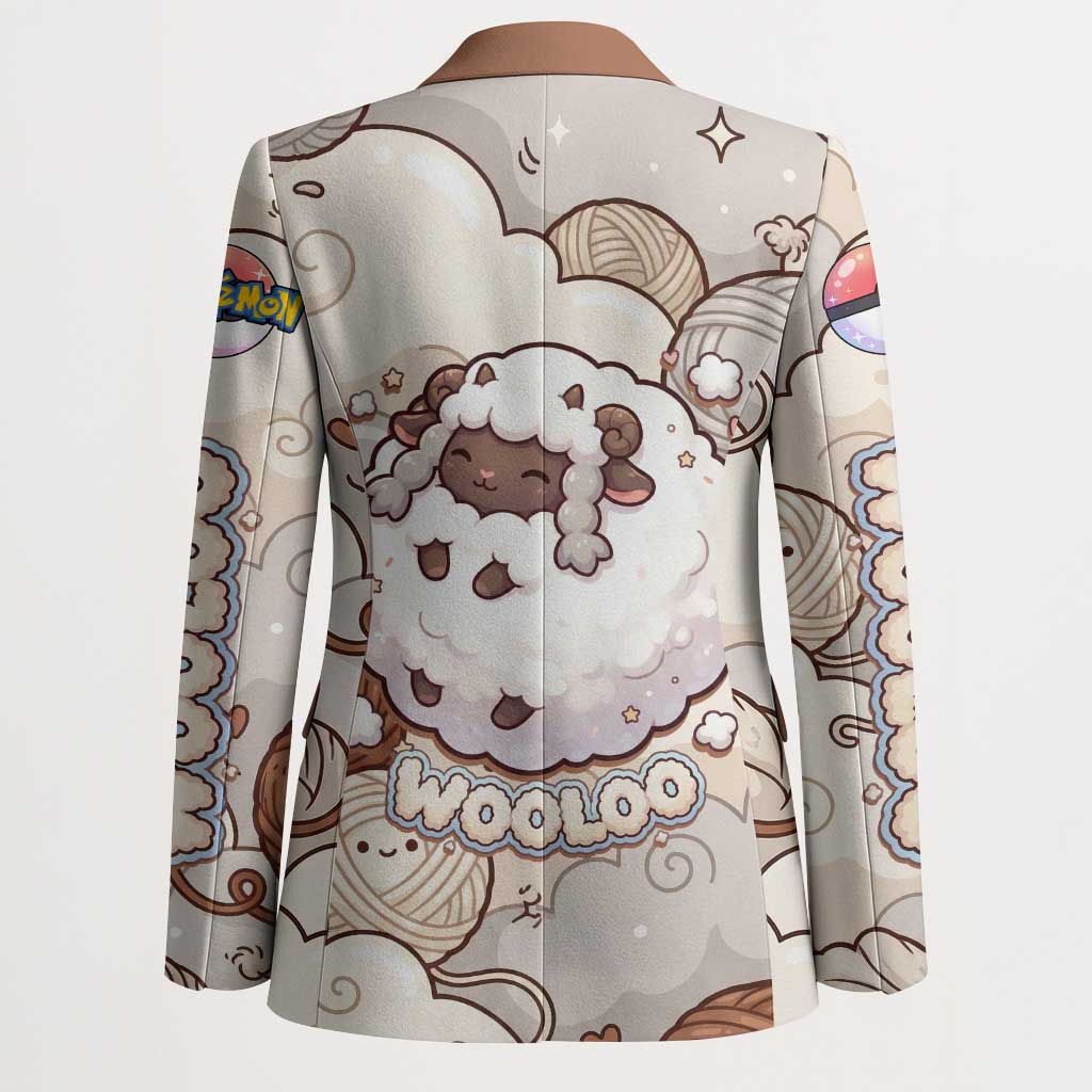Wooloo Poké Kawaii Art Blazer Cute Wooloo & Yarn Ball Pattern - Cozy Vibes