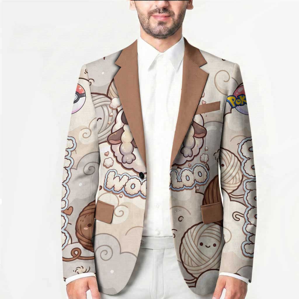 Wooloo Poké Kawaii Art Blazer Cute Wooloo & Yarn Ball Pattern - Cozy Vibes