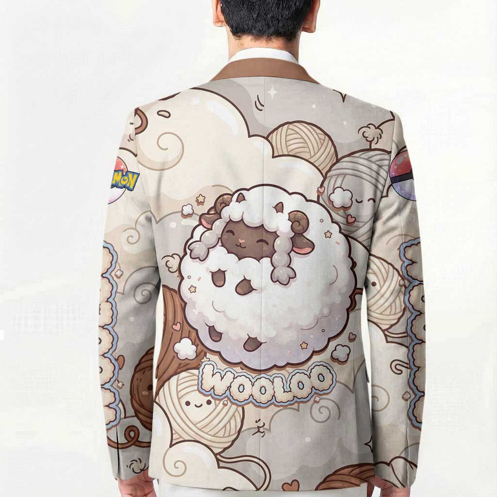 Wooloo Poké Kawaii Art Blazer Cute Wooloo & Yarn Ball Pattern - Cozy Vibes