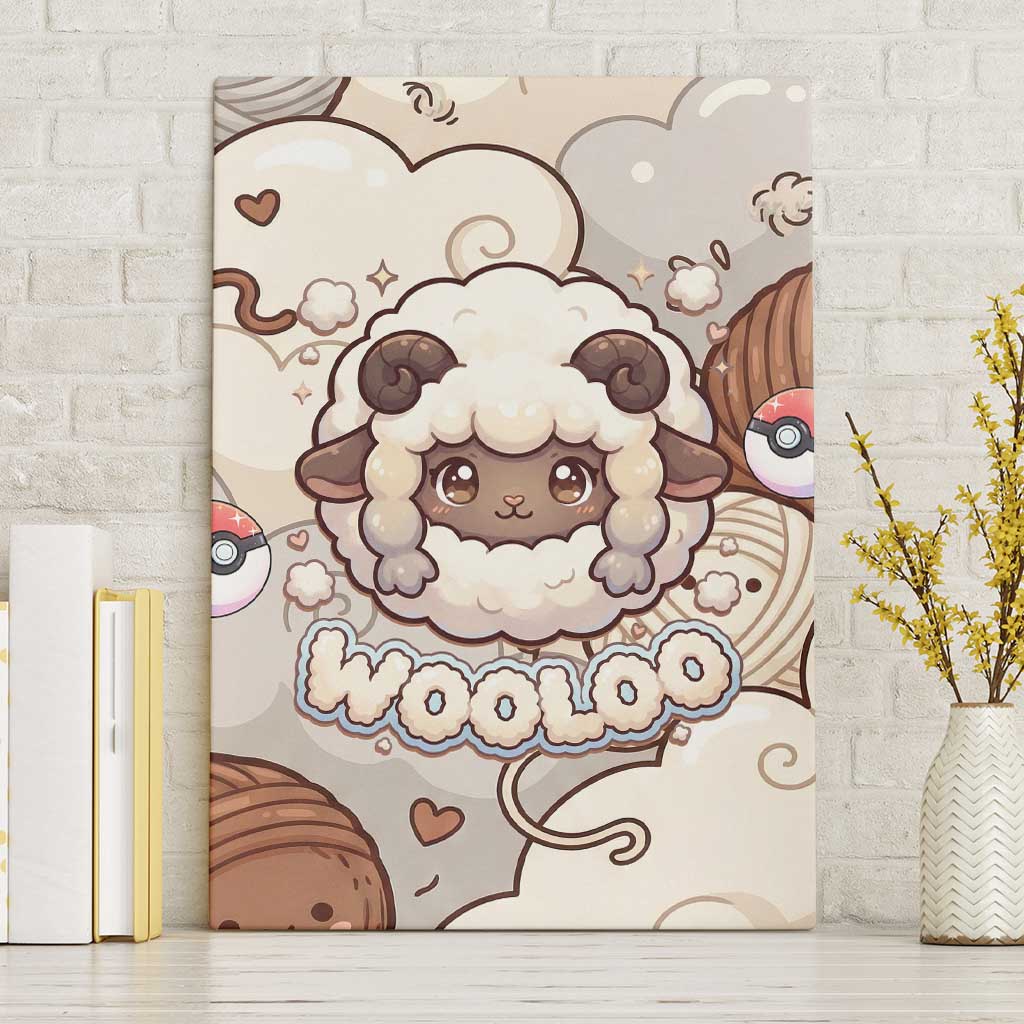 Wooloo Poké Kawaii Art Canvas Wall Art Cute Wooloo & Yarn Ball Pattern - Cozy Vibes