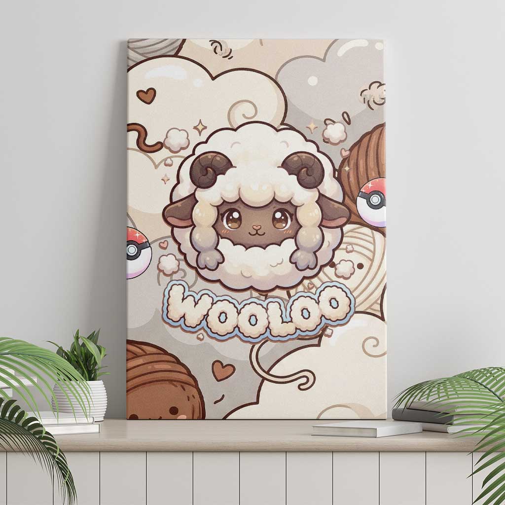 Wooloo Poké Kawaii Art Canvas Wall Art Cute Wooloo & Yarn Ball Pattern - Cozy Vibes