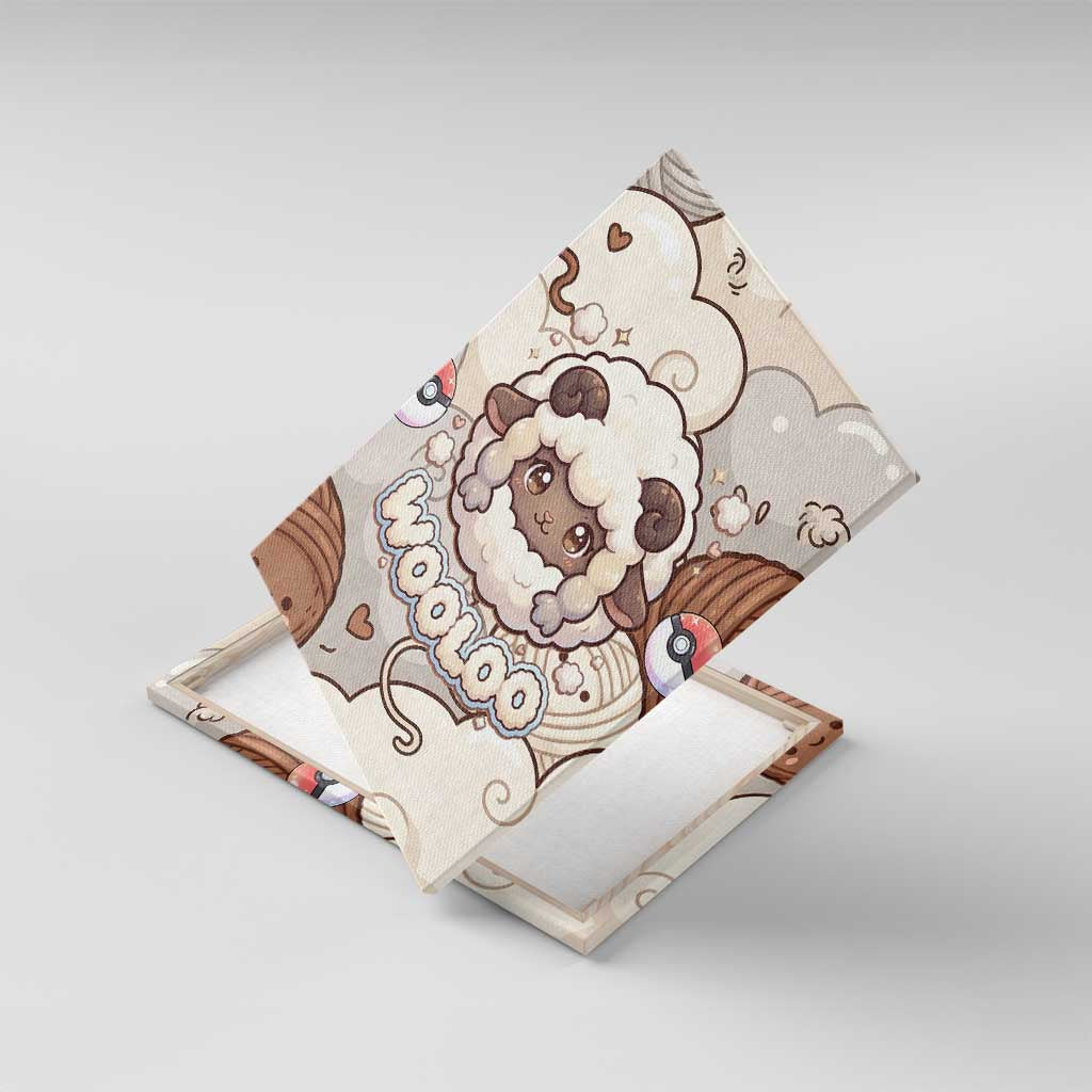 Wooloo Poké Kawaii Art Canvas Wall Art Cute Wooloo & Yarn Ball Pattern - Cozy Vibes
