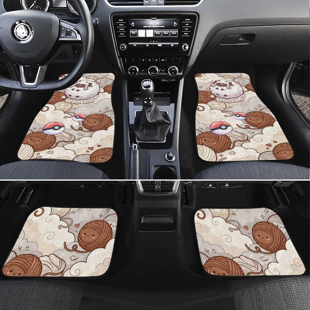Wooloo Poké Kawaii Art Car Mats Cute Wooloo & Yarn Ball Pattern - Cozy Vibes