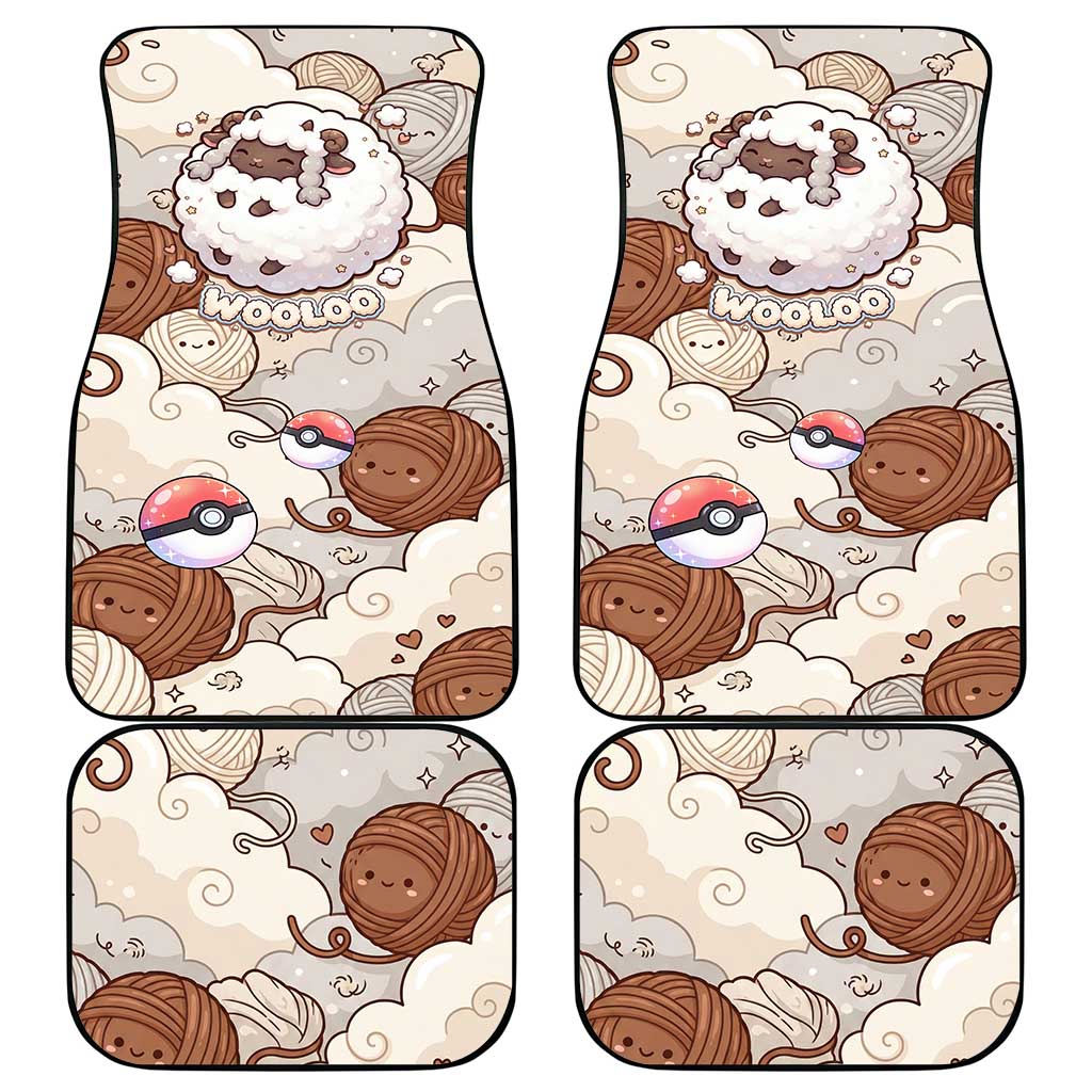 Wooloo Poké Kawaii Art Car Mats Cute Wooloo & Yarn Ball Pattern - Cozy Vibes