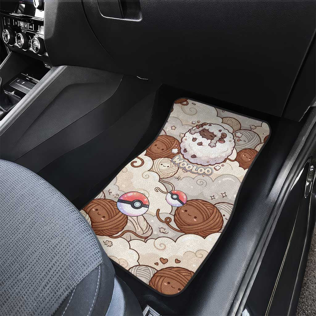 Wooloo Poké Kawaii Art Car Mats Cute Wooloo & Yarn Ball Pattern - Cozy Vibes