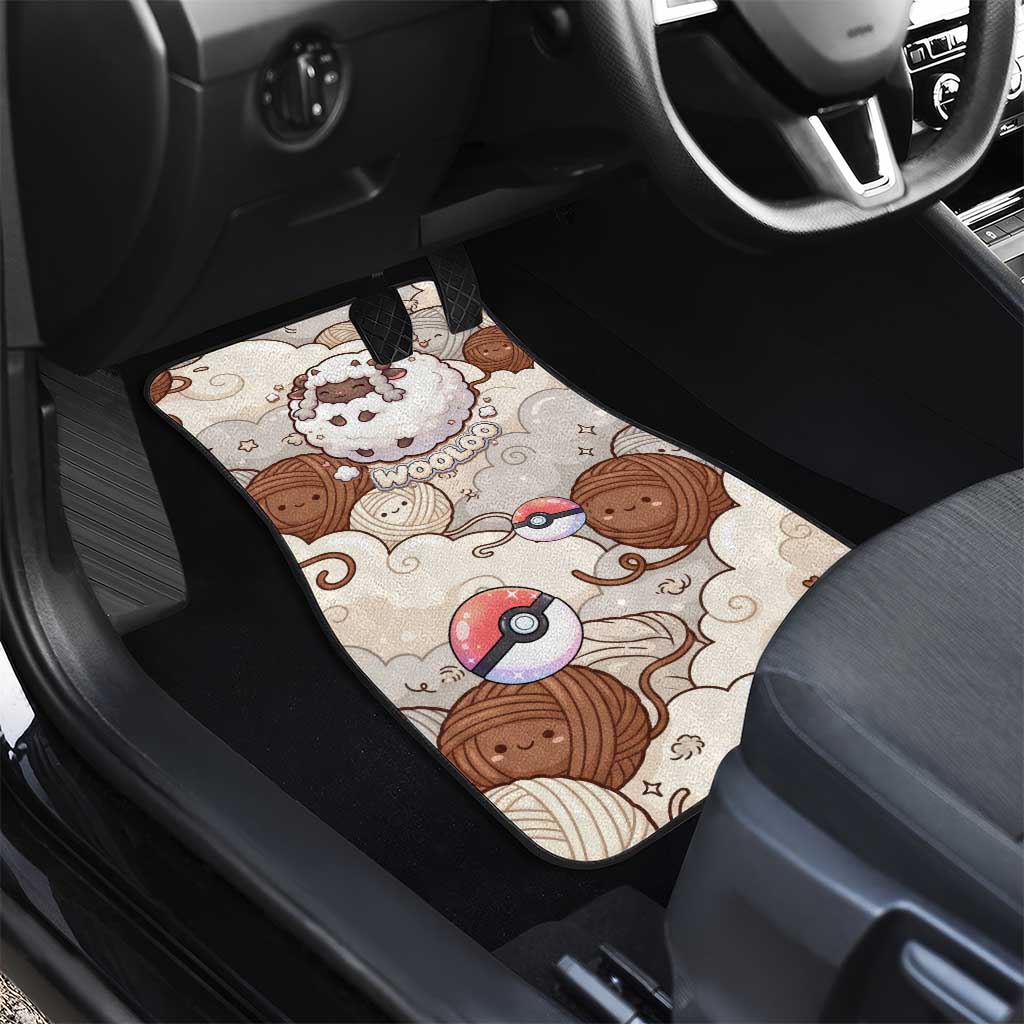 Wooloo Poké Kawaii Art Car Mats Cute Wooloo & Yarn Ball Pattern - Cozy Vibes