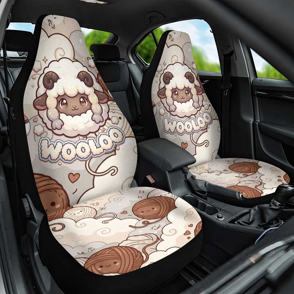 Wooloo Poké Kawaii Art Car Seat Cover Cute Wooloo & Yarn Ball Pattern - Cozy Vibes