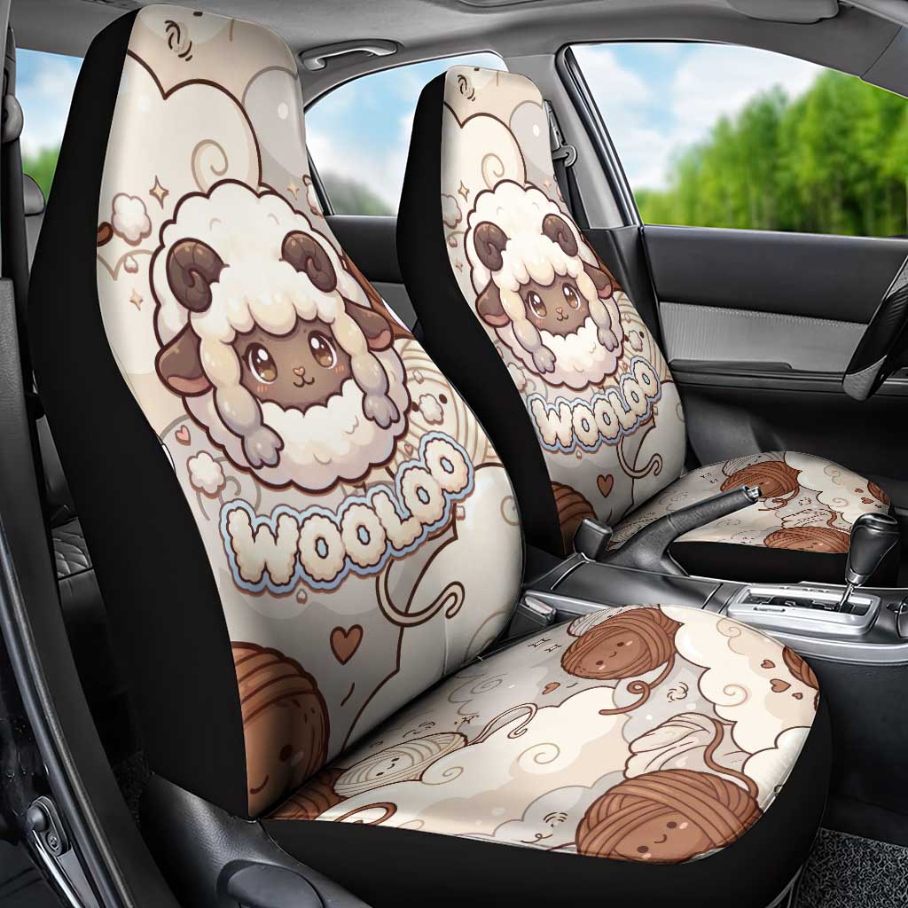 Wooloo Poké Kawaii Art Car Seat Cover Cute Wooloo & Yarn Ball Pattern - Cozy Vibes